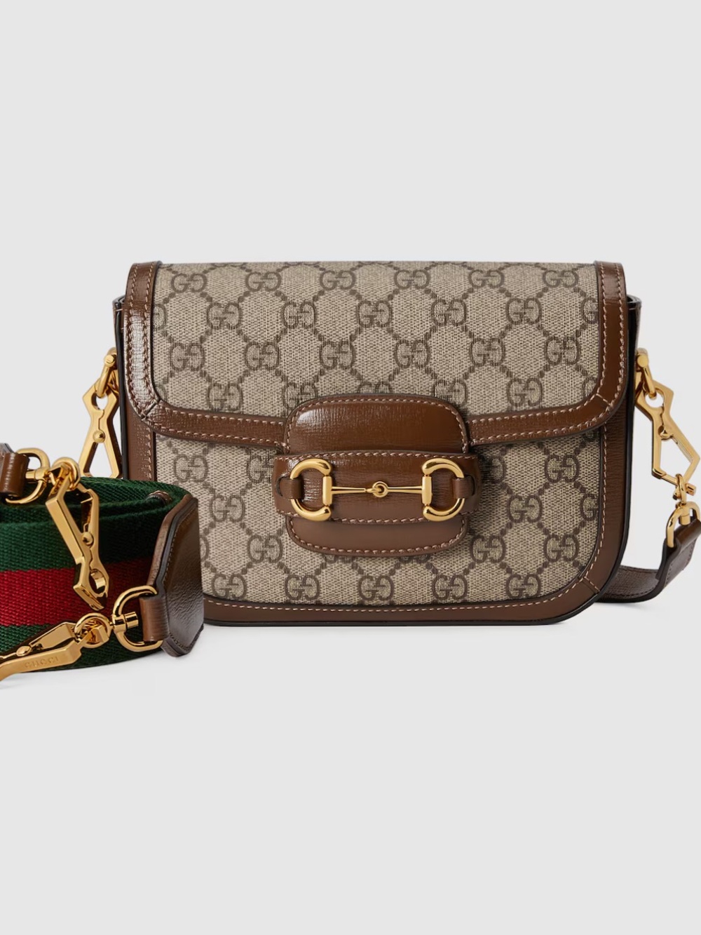 Gucci Brown GG Supreme Shoulder Bag with Gold Hardware